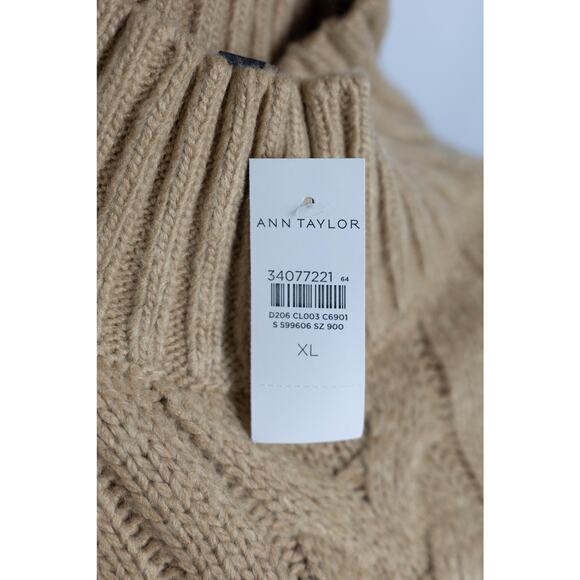 Ann Taylor Size XL Sweater Pullover Cable Knit Tan NWT - Picture 6 of 6